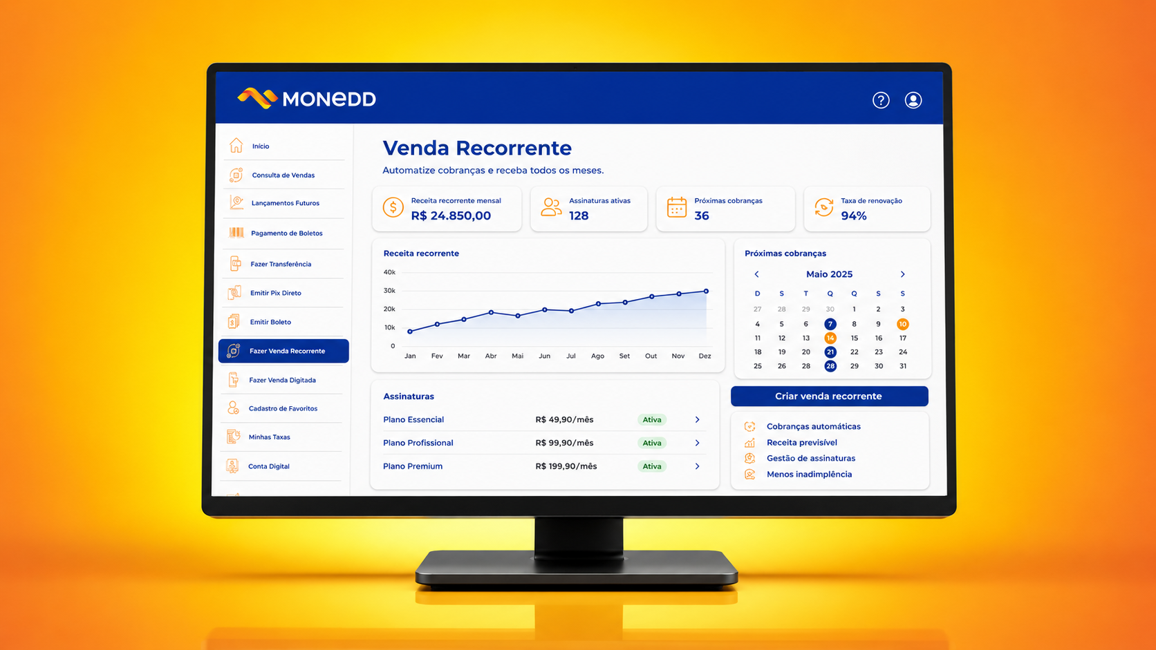 Plataforma Monedd com contratos recorrentes
